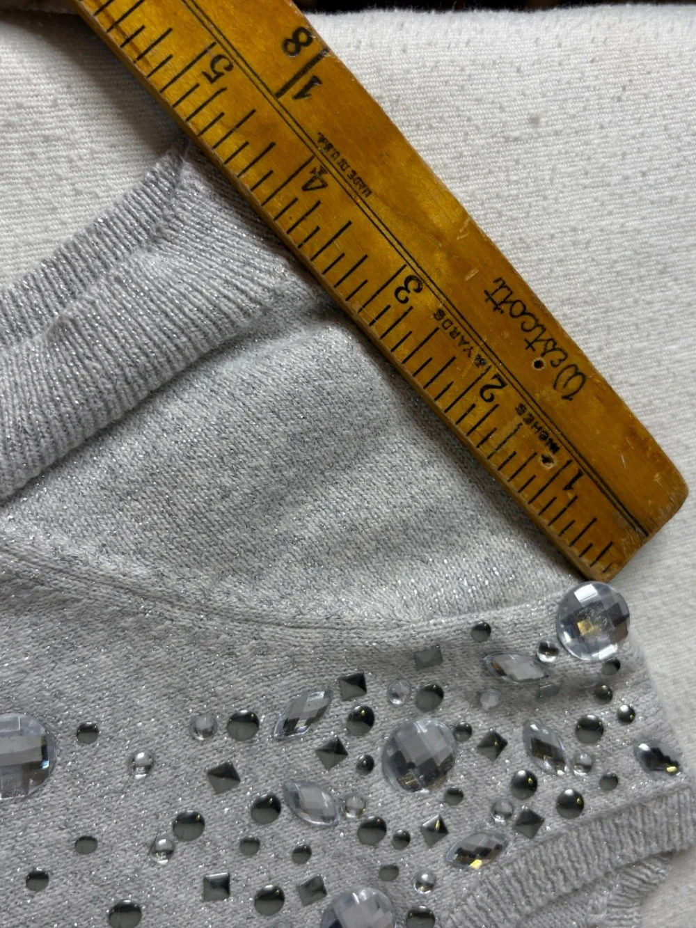 Justice Rhinestone Sparkley Sweater Silver Girl Dress Size 8 Y2K